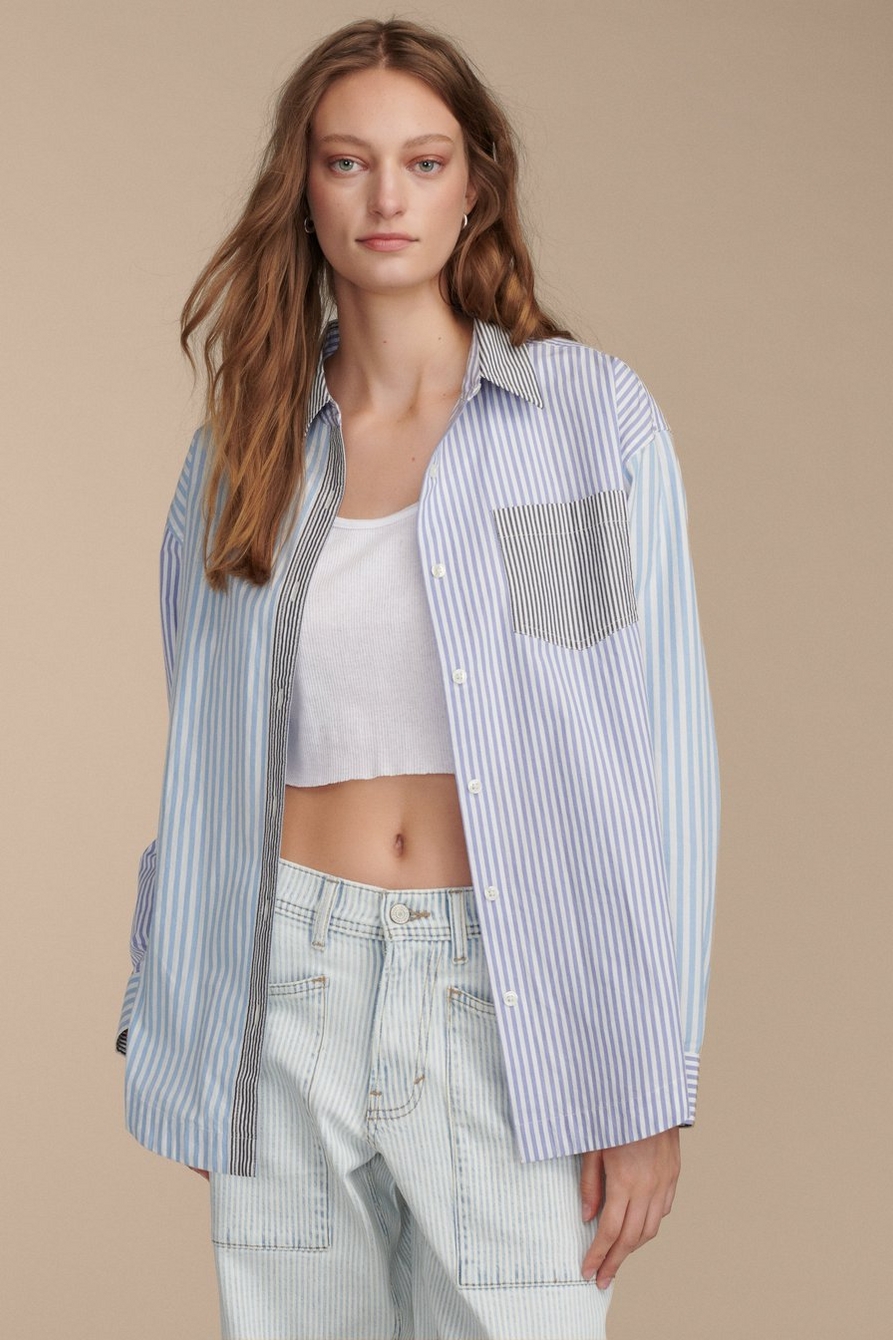 stripe mix boyfriend prep shirt